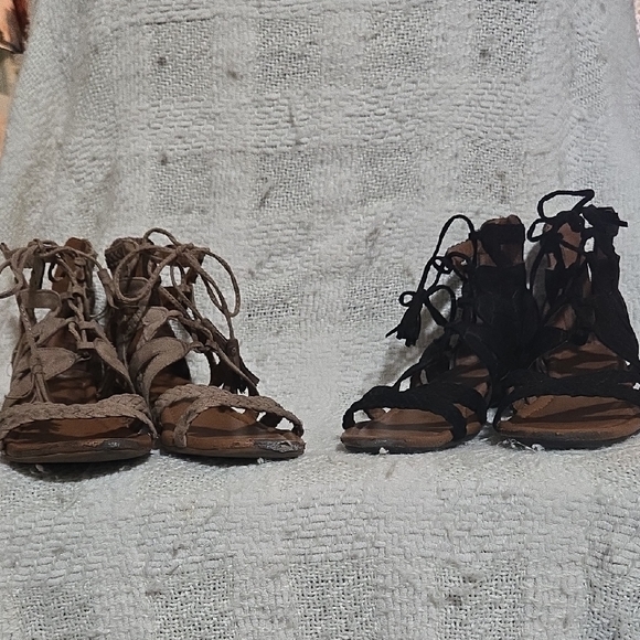 2 PR Sonoma Women's Lace-Up Sandals - Black and Brown. Both SZ 9 - Picture 1 of 11